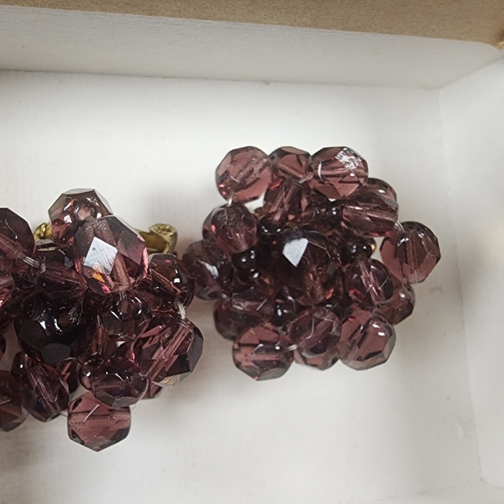 Elegant Purple Cluster Earrings